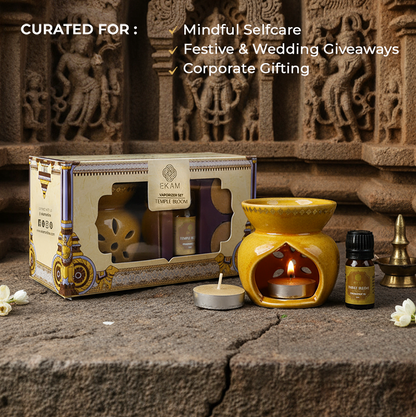 Temple Bloom Scented 5 ml Aroma Oil Warmer Set | Festive Stone Palace Collection, 2025-26