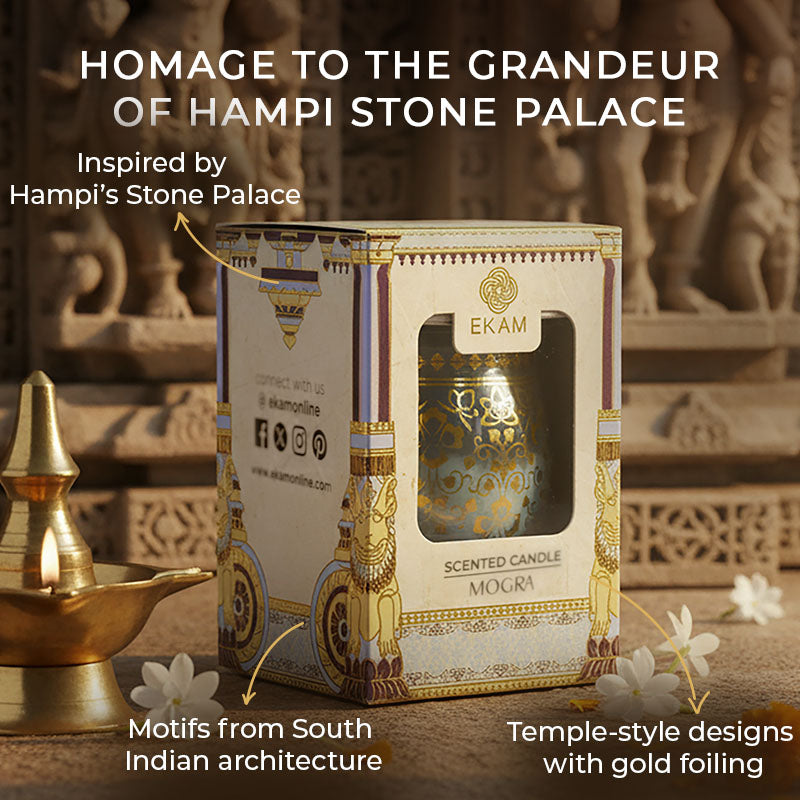 Mogra Scented Jar Candle, 28.5 g | Festive Stone Palace Collection, 2025-26