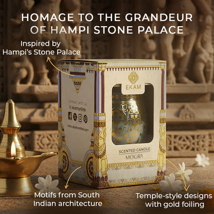 Mogra Scented Jar Candle, 28.5 g | Festive Stone Palace Collection, 2025-26