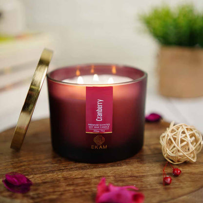 Cranberry 3 Wick Scented Candle