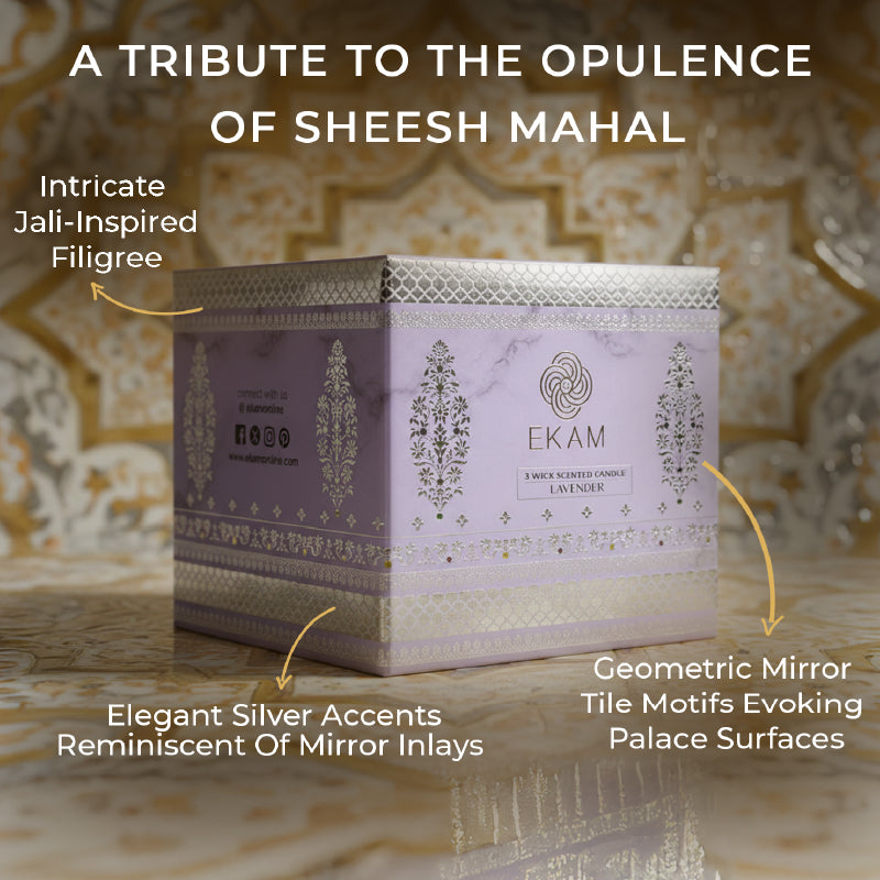 Lavender Scented 3 Wick Candle, 213 g| Festive Sheesh Mahal Collection, 2025-26