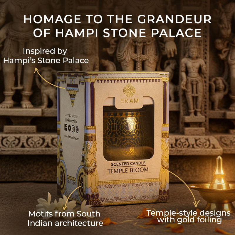 Temple Bloom Scented Jar Candle, 28.5 g | Festive Stone Palace Collection, 2025-26