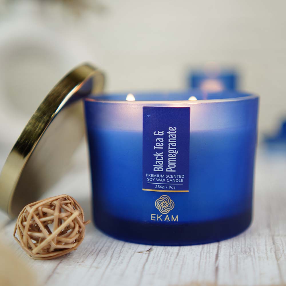 Black Tea &amp; Pomegranate 3 Wick Scented Candle