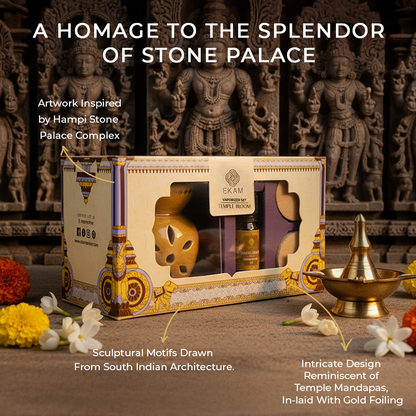 Temple Bloom Scented 5 ml Aroma Oil Warmer Set | Festive Stone Palace Collection, 2025-26