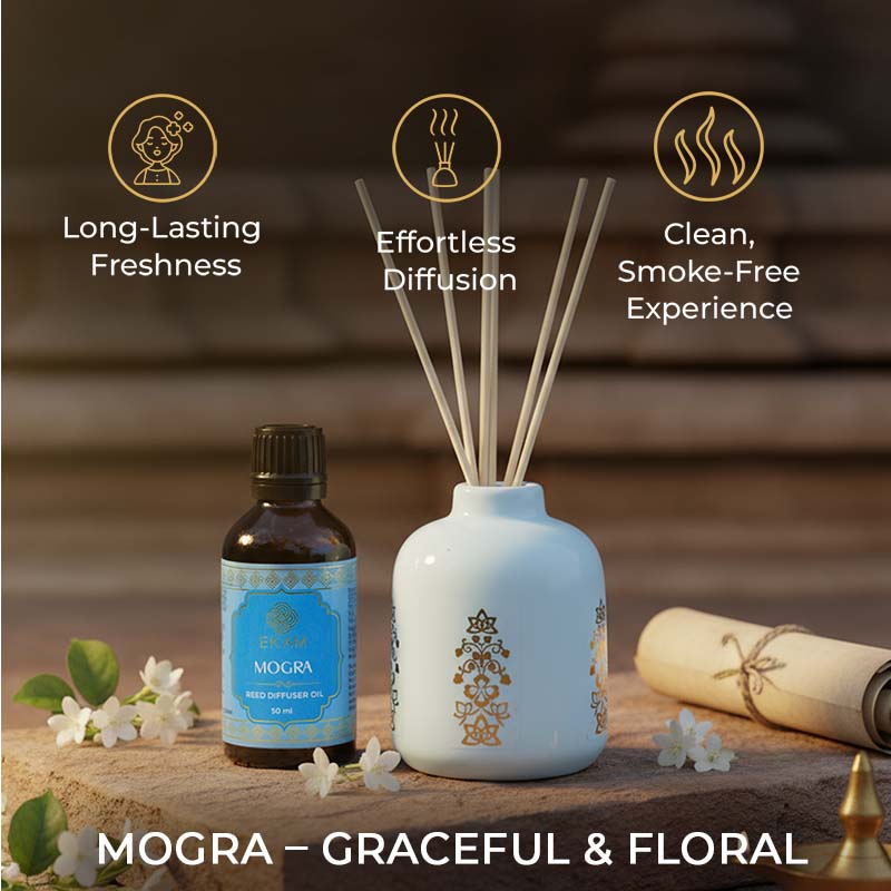 Mogra Reed Diffuser Gift Set| Festive Stone Palace Collection, 2025-26