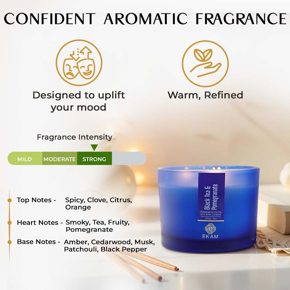 Black Tea &amp; Pomegranate 3 Wick Scented Candle