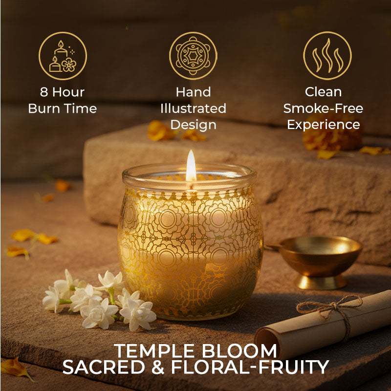 Temple Bloom Scented Jar Candle, 28.5 g | Festive Stone Palace Collection, 2025-26
