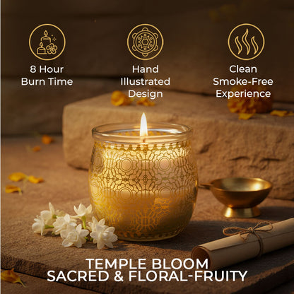 Temple Bloom Scented Jar Candle, 28.5 g | Festive Stone Palace Collection, 2025-26