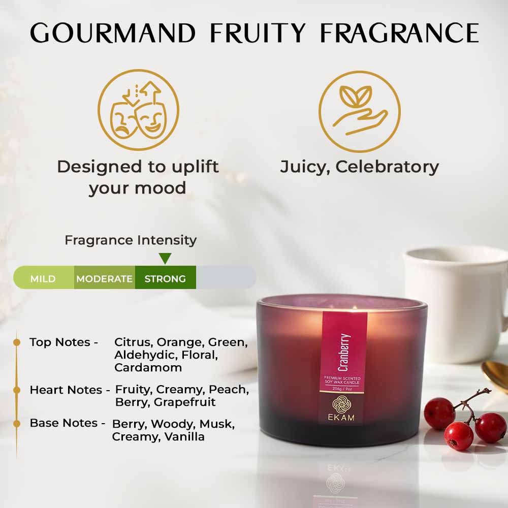 Cranberry 3 Wick Scented Candle