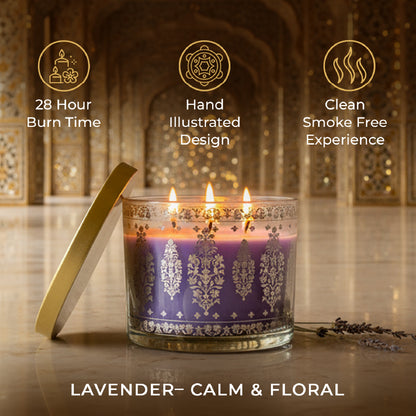 Lavender Scented 3 Wick Candle, 213 g| Festive Sheesh Mahal Collection, 2025-26