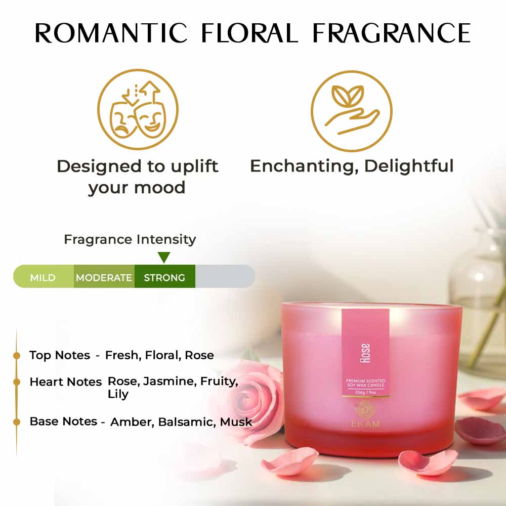 Rose 3 Wick Scented Candle