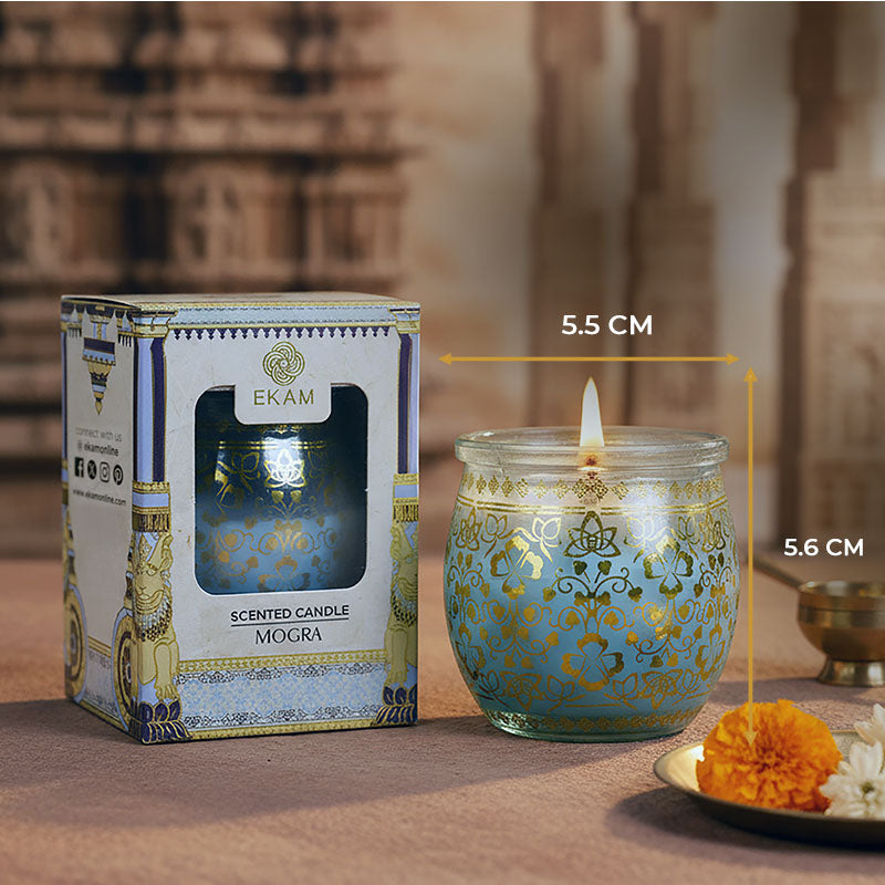 Mogra Scented Jar Candle, 28.5 g | Festive Stone Palace Collection, 2025-26