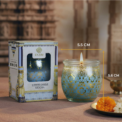 Mogra Scented Jar Candle, 28.5 g | Festive Stone Palace Collection, 2025-26