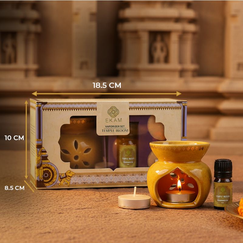 Temple Bloom Scented 5 ml Aroma Oil Warmer Set | Festive Stone Palace Collection, 2025-26
