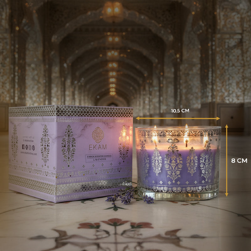 Lavender Scented 3 Wick Candle, 213 g| Festive Sheesh Mahal Collection, 2025-26