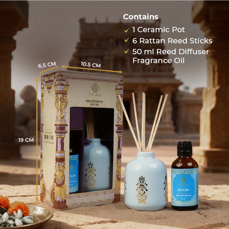 Mogra Reed Diffuser Gift Set| Festive Stone Palace Collection, 2025-26