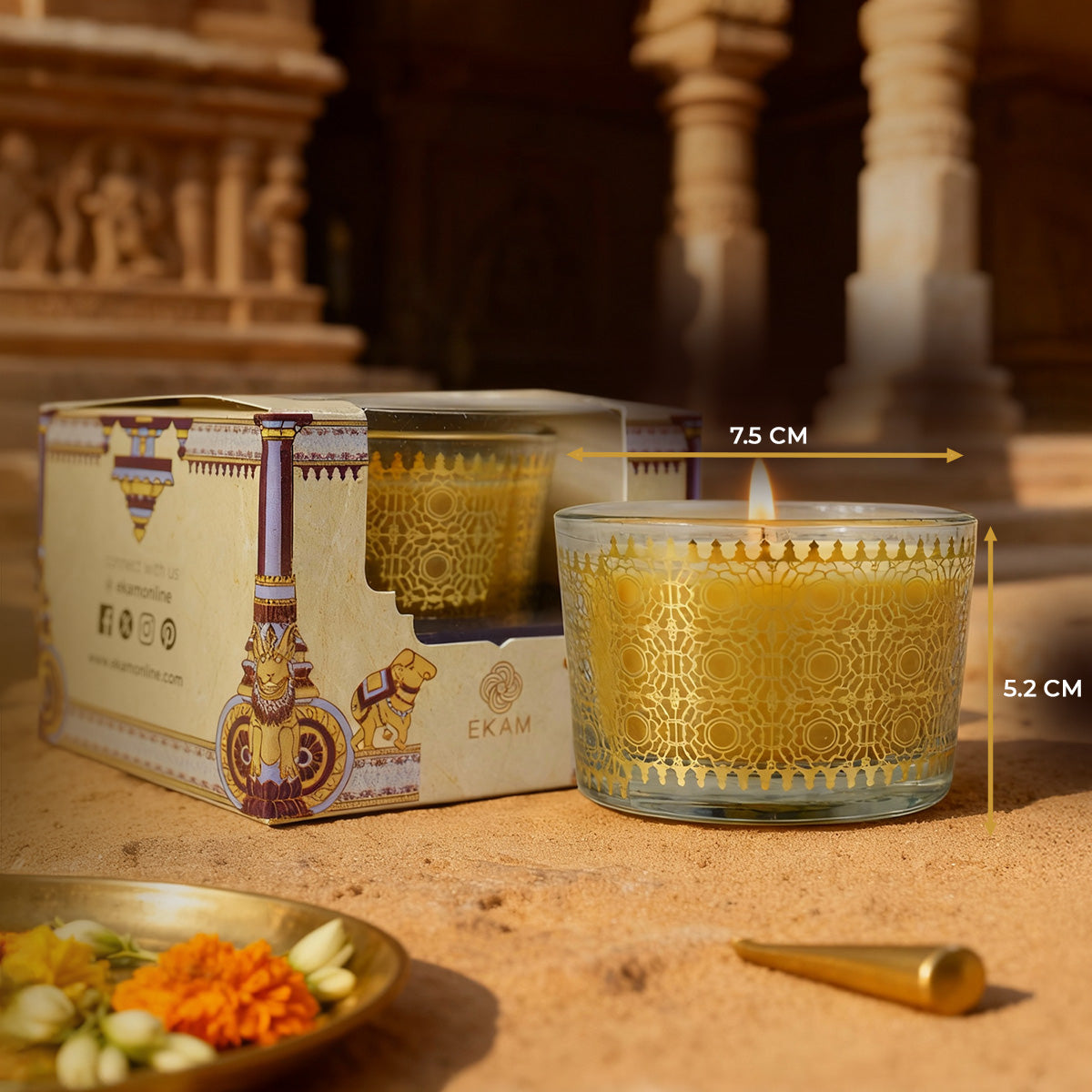Temple Bloom Scented Bowl Candle, 85 g| Festive Stone Palace Collection, 2025-2