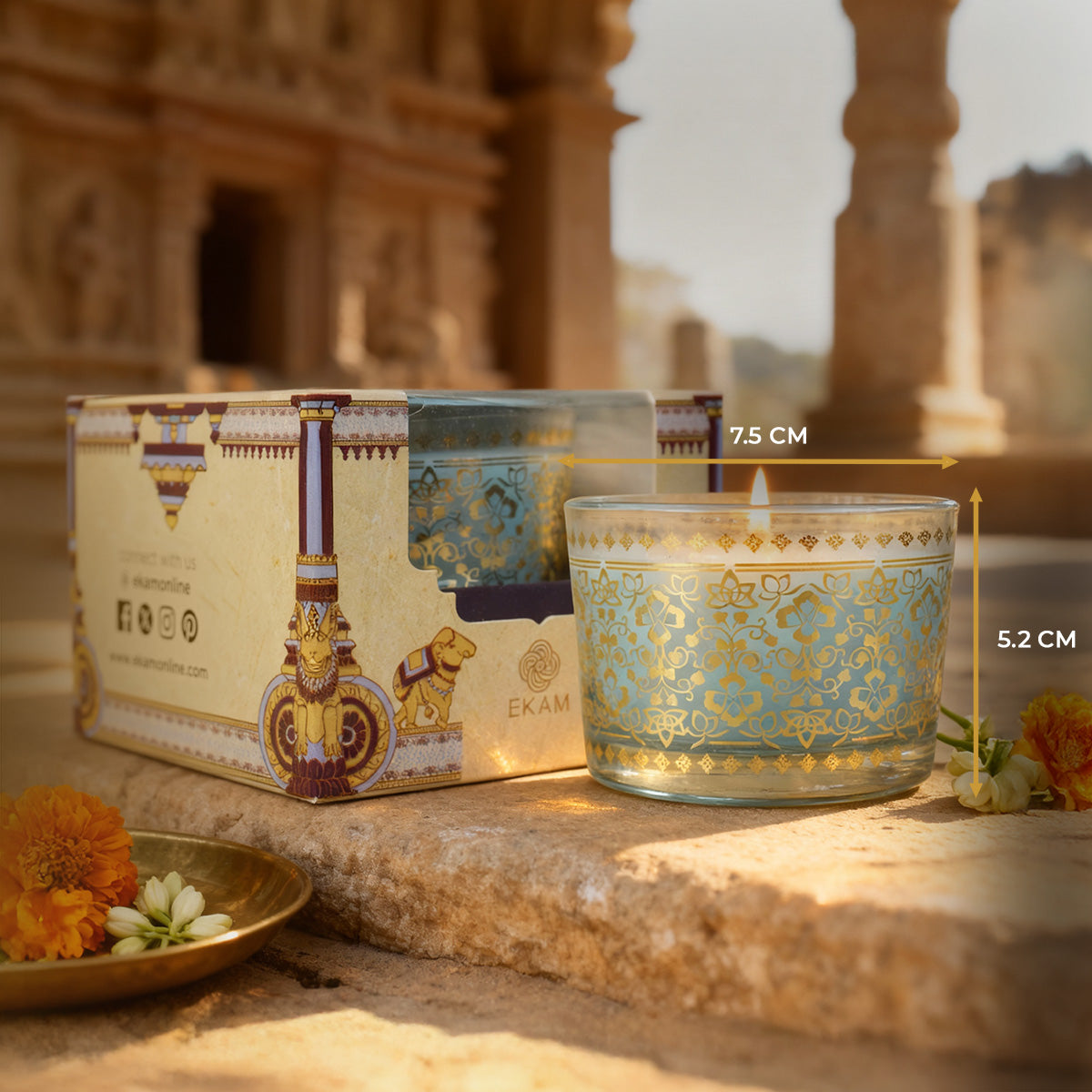 Mogra Scented Bowl Candle, 85 g| Festive Stone Palace Collection, 2025-26