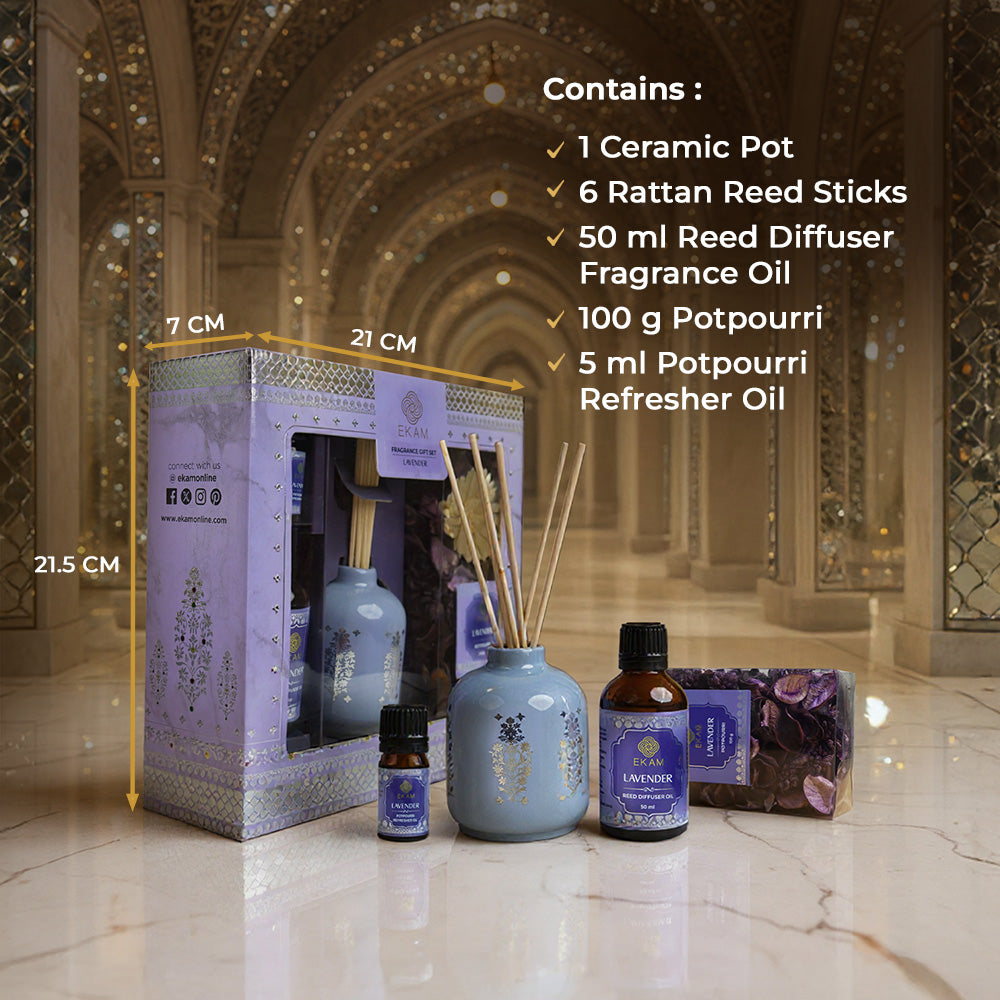 Lavender Scented Reed Diffuser &amp; Potpourri Gift Set| Festive Sheesh Mahal Collection, 2025-26