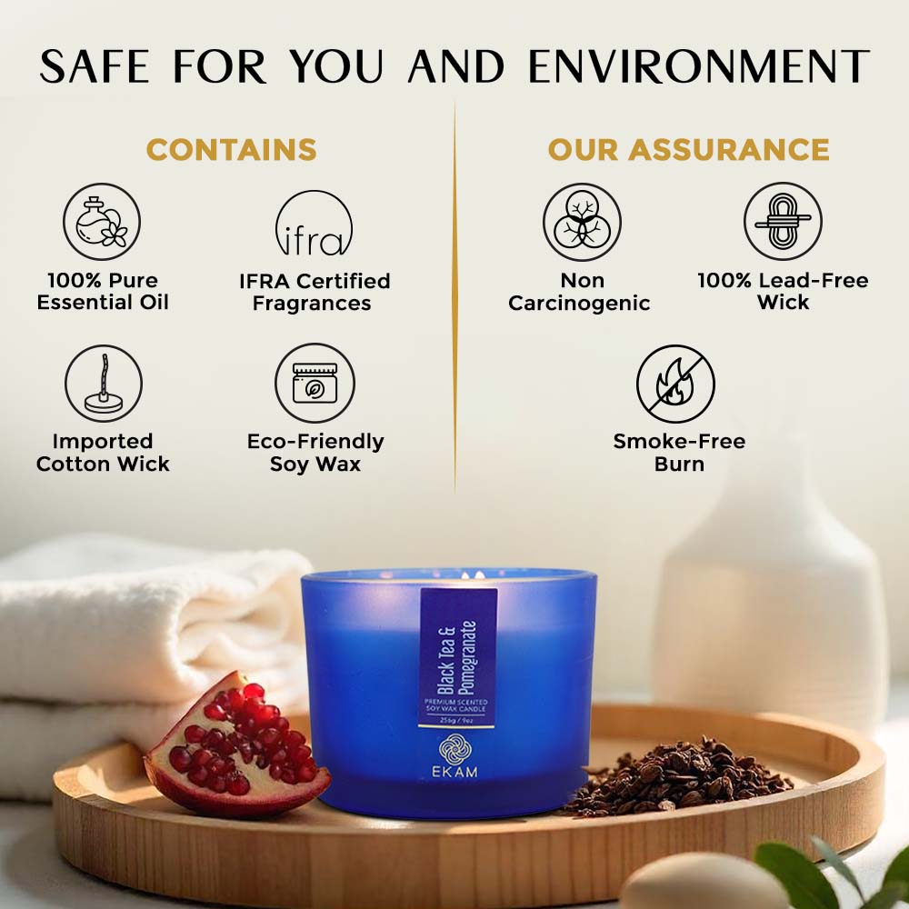 Black Tea &amp; Pomegranate 3 Wick Scented Candle