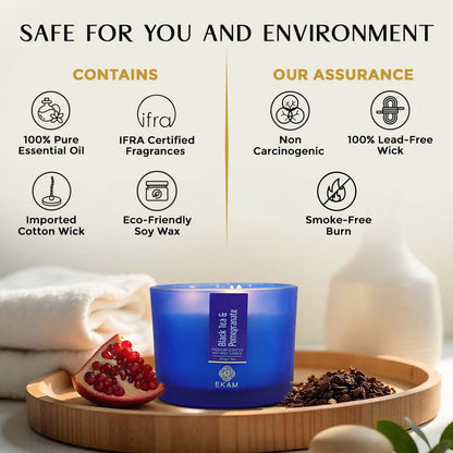Black Tea &amp; Pomegranate 3 Wick Scented Candle