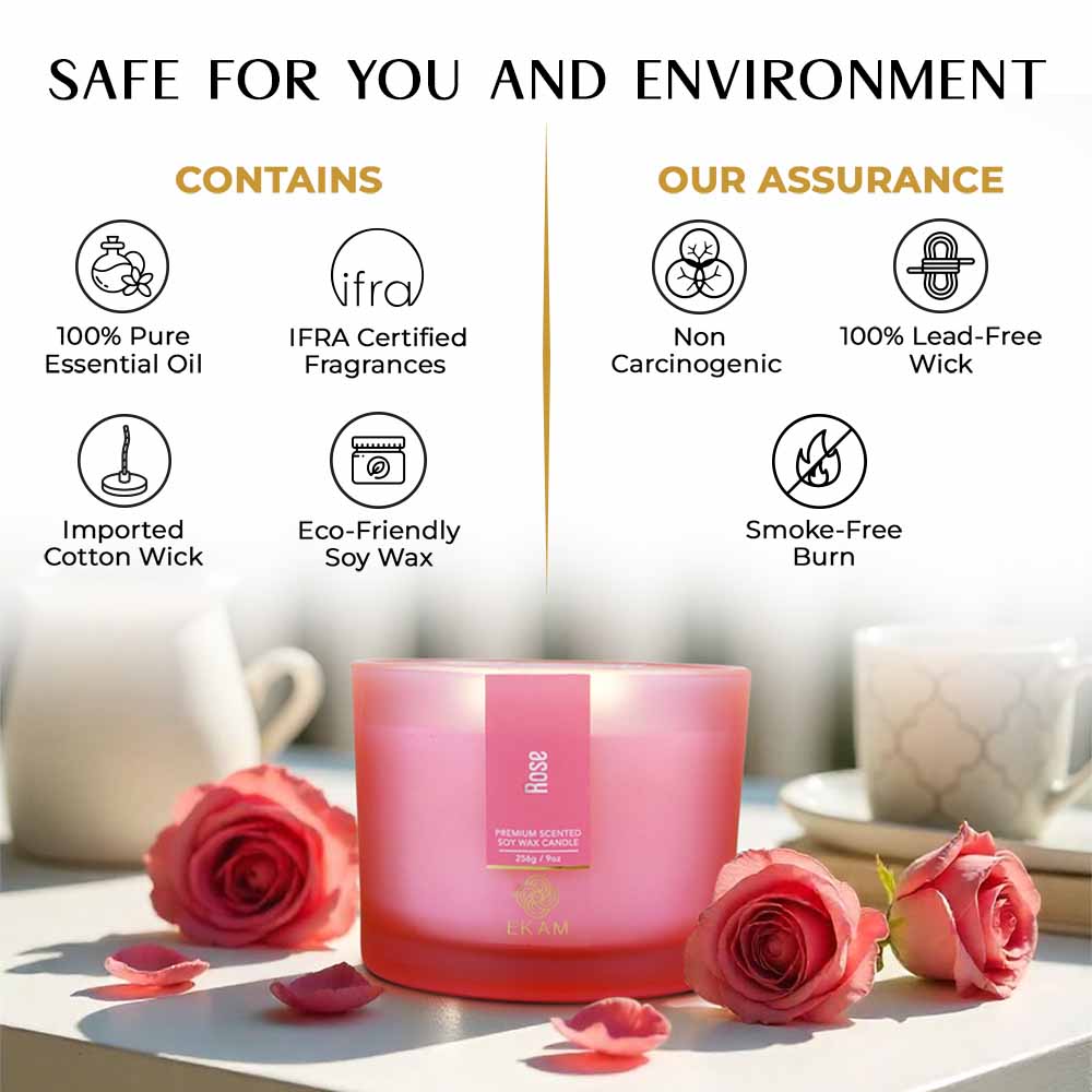 Rose 3 Wick Scented Candle