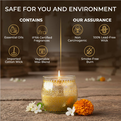 Temple Bloom Scented Jar Candle, 28.5 g | Festive Stone Palace Collection, 2025-26