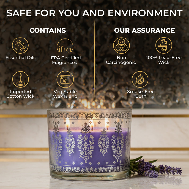 Lavender Scented 3 Wick Candle, 213 g| Festive Sheesh Mahal Collection, 2025-26