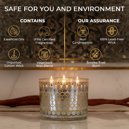 Mahogany Scented 3 Wick Candle, 213 g| Festive Sheesh Mahal Collection, 2025-26