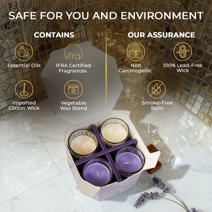 Pack of 4 Scented Votive Candles| Lavender, Mahogany| Festive Sheesh Mahal Collection, 2025-26
