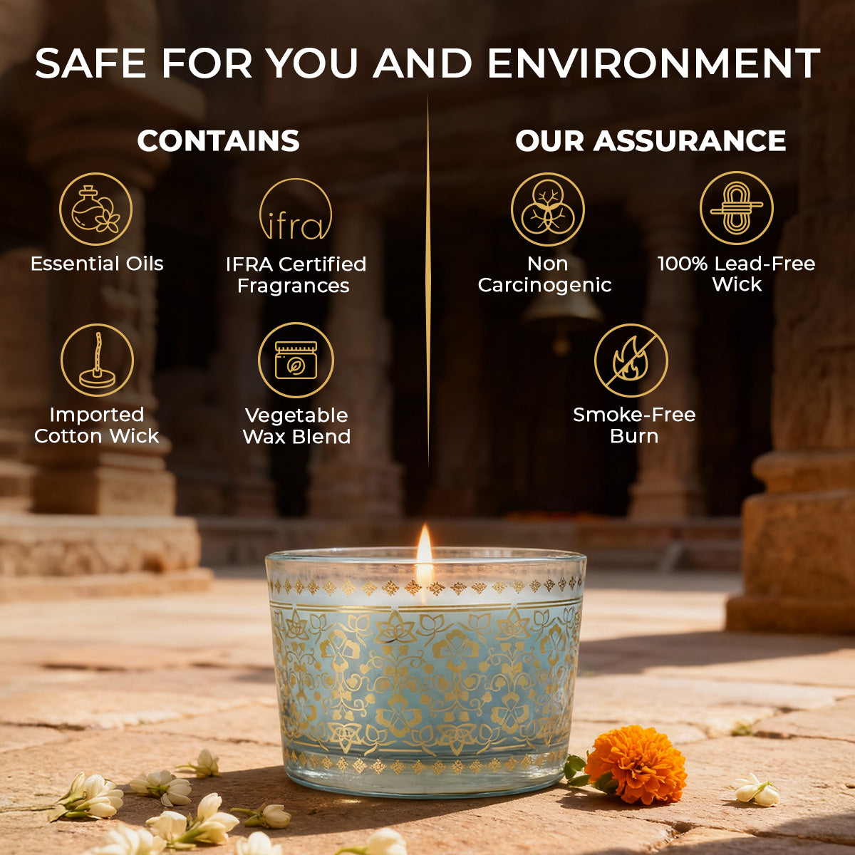 Mogra Scented Bowl Candle, 85 g| Festive Stone Palace Collection, 2025-26
