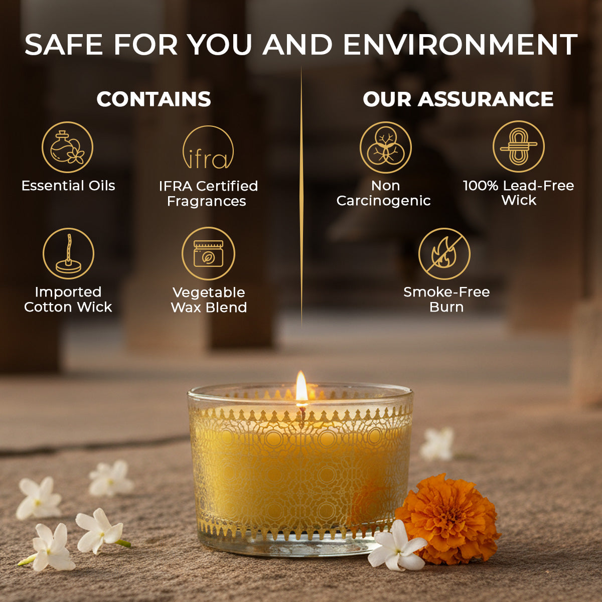 Temple Bloom Scented Bowl Candle, 85 g| Festive Stone Palace Collection, 2025-2