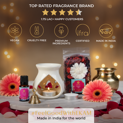 Rose &amp; Lily Ceramic Oil Warmer &amp; Potpourri Gift Set