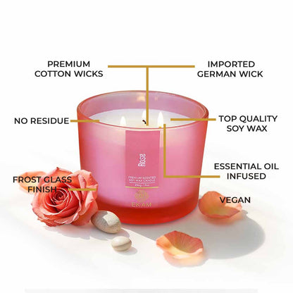 Rose 3 Wick Scented Candle