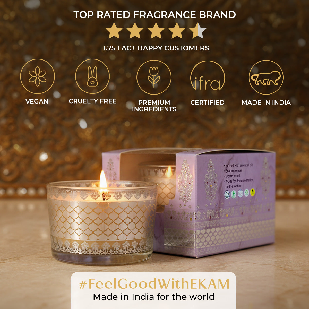 Mahogany Scented Bowl Candle, 85 g| Festive Sheesh Mahal Collection, 2025-26
