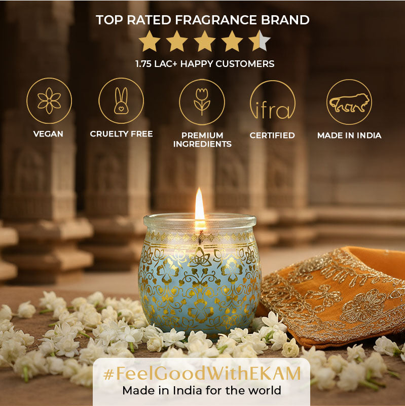 Mogra Scented Jar Candle, 28.5 g | Festive Stone Palace Collection, 2025-26