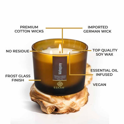 Mahogany 3 Wick Scented Candle