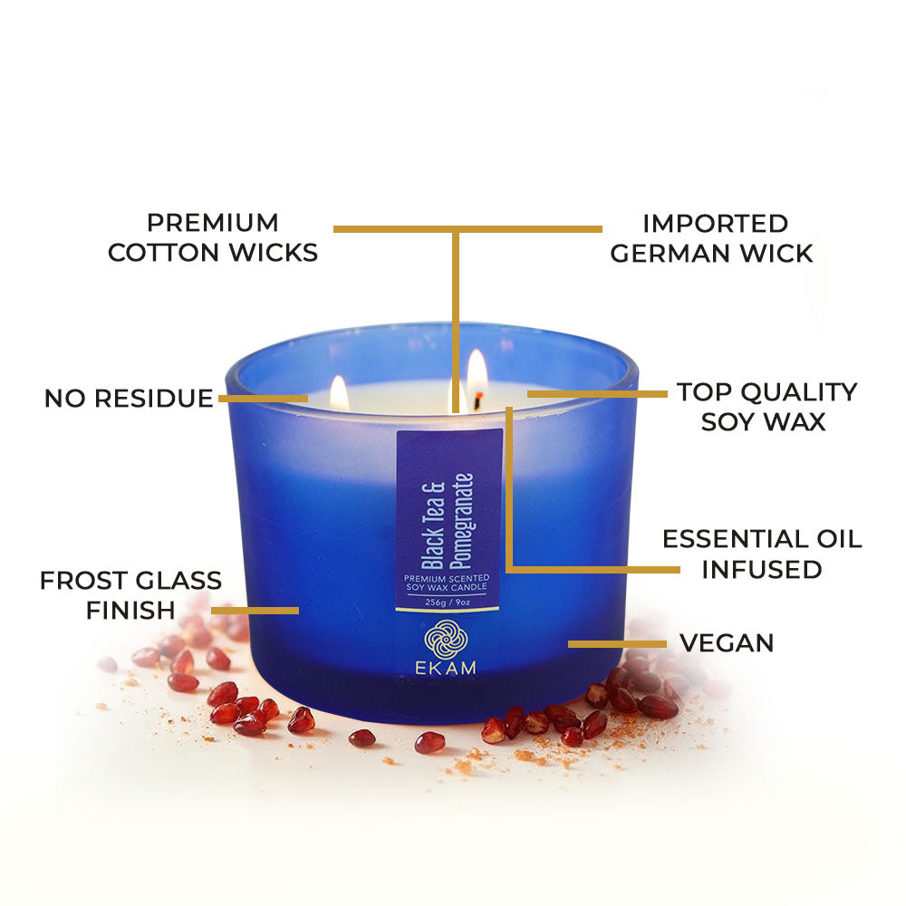 Black Tea &amp; Pomegranate 3 Wick Scented Candle