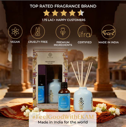 Mogra Reed Diffuser Gift Set| Festive Stone Palace Collection, 2025-26