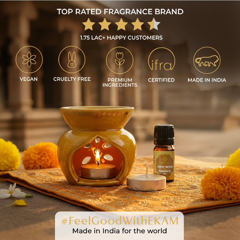 Temple Bloom Scented 5 ml Aroma Oil Warmer Set | Festive Stone Palace Collection, 2025-26