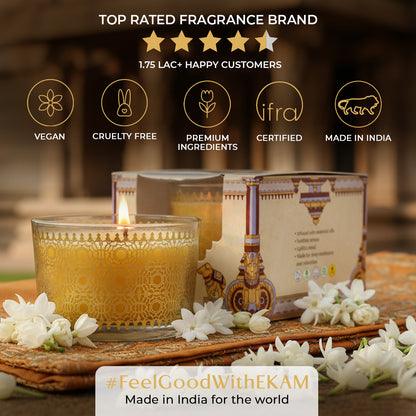 Temple Bloom Scented Bowl Candle, 85 g| Festive Stone Palace Collection, 2025-2