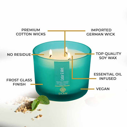 Cedar &amp; Mint 3 Wick Scented Candle