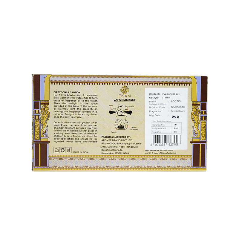 Temple Bloom Scented 5 ml Aroma Oil Warmer Set | Festive Stone Palace Collection, 2025-26