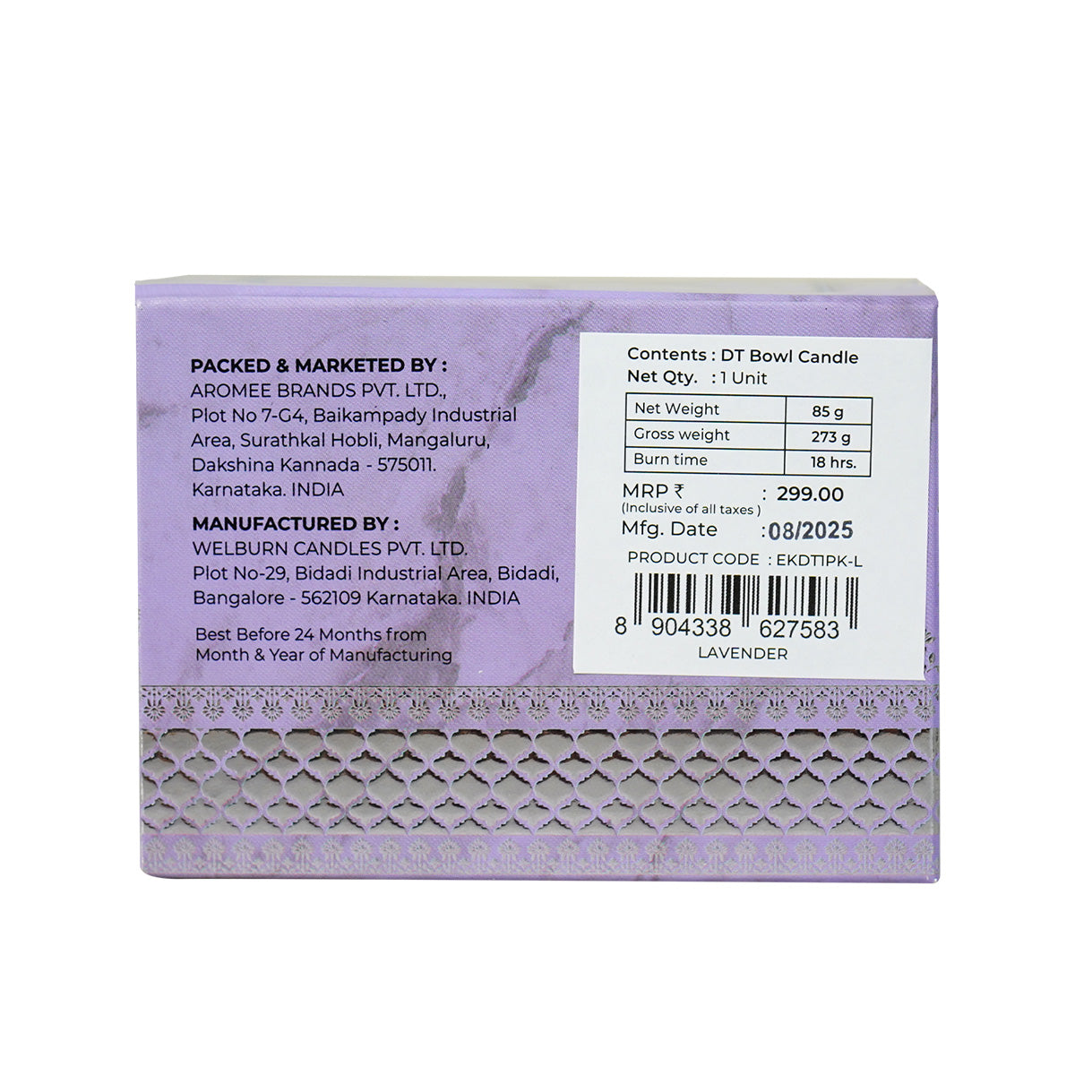 Lavender Scented Bowl Candle, 85 g| Festive Sheesh Mahal Collection, 2025-26