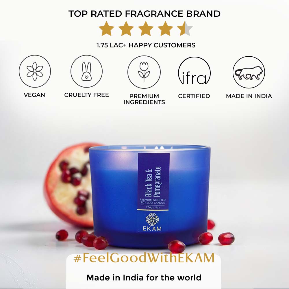 Black Tea &amp; Pomegranate 3 Wick Scented Candle