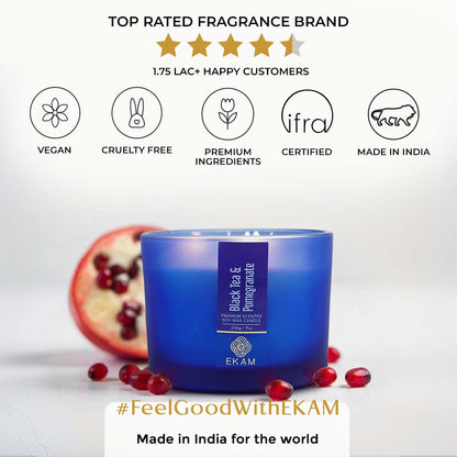 Black Tea &amp; Pomegranate 3 Wick Scented Candle
