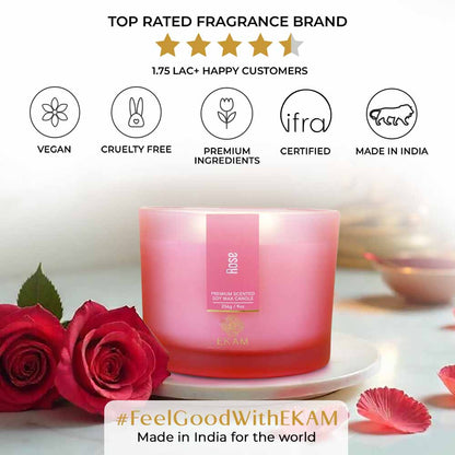 Rose 3 Wick Scented Candle