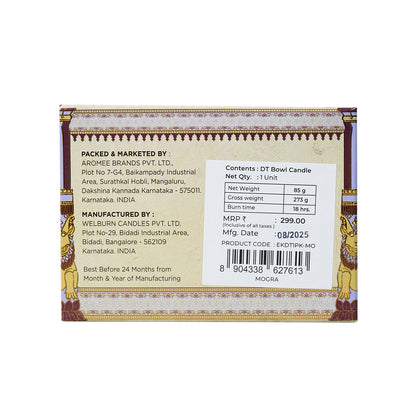 Mogra Scented Bowl Candle, 85 g| Festive Stone Palace Collection, 2025-26