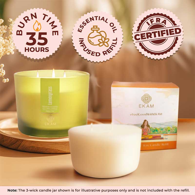 Lemongrass Scented 3 Wick Refill Candle