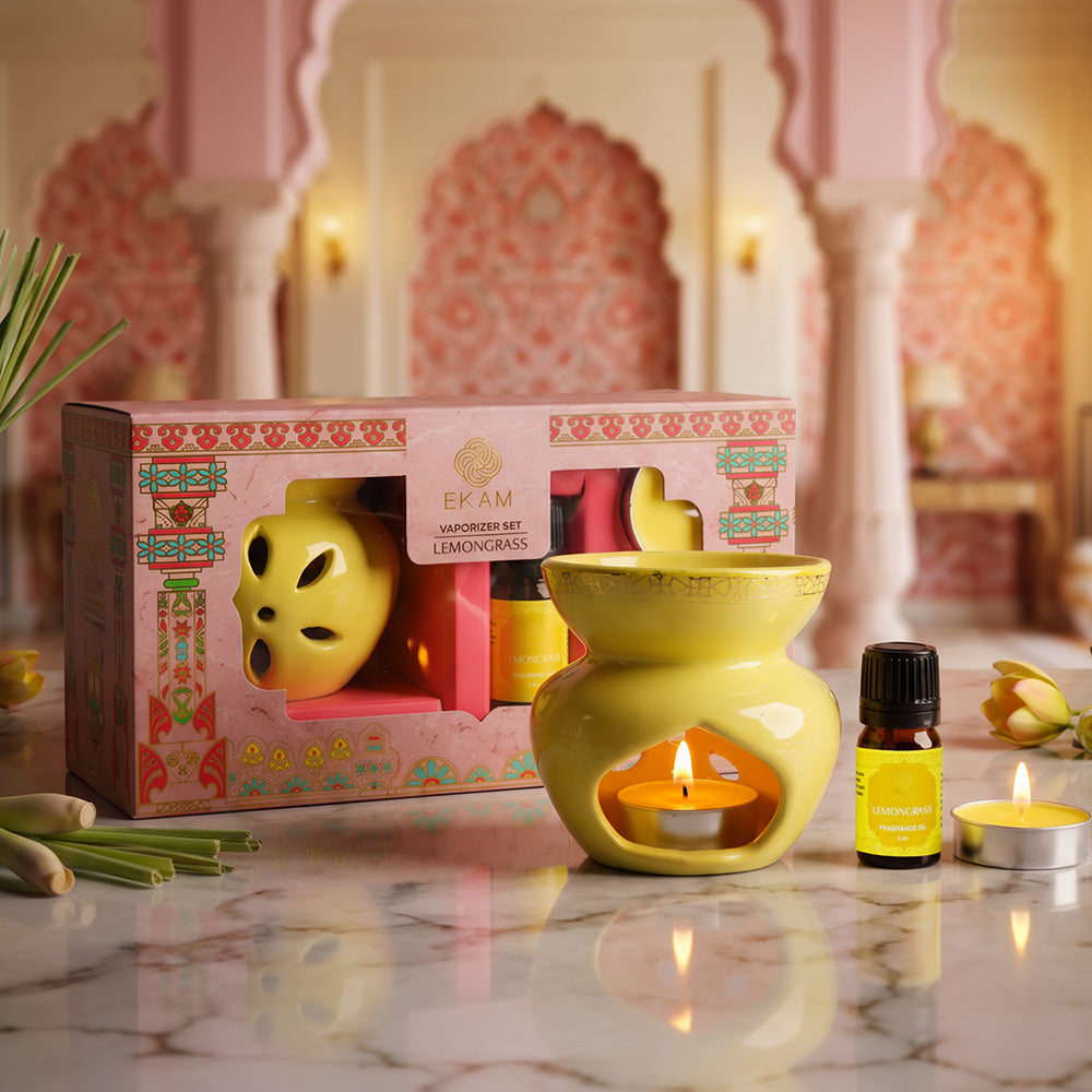Lemongrass Scented 5 ml Vaporizer Set | Festive Pink Haveli Collection, 2025-26